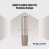 IQOS ILUMA ONE holder in pebble beige finish showing the USB-C charging port
