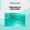 IQOS TEREA Mint Japan heated tobacco stick pack next to an IQOS ILUMA device