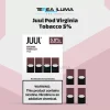 JUUL Virginia Tobacco 5% pod pack showing four sealed pods in UAE