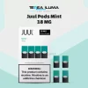 JUUL Pods Mint 18mg pack with four pre-filled pods for the original JUUL device