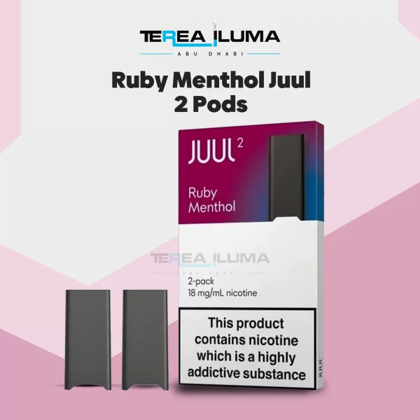 Ruby Menthol Juul 2 Pods pack showing two pre-filled berry menthol pods