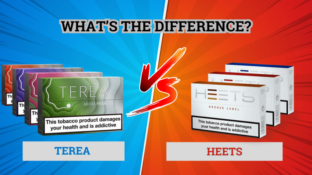 TEREA and HEETS tobacco sticks shown side by side highlighting different stick designs