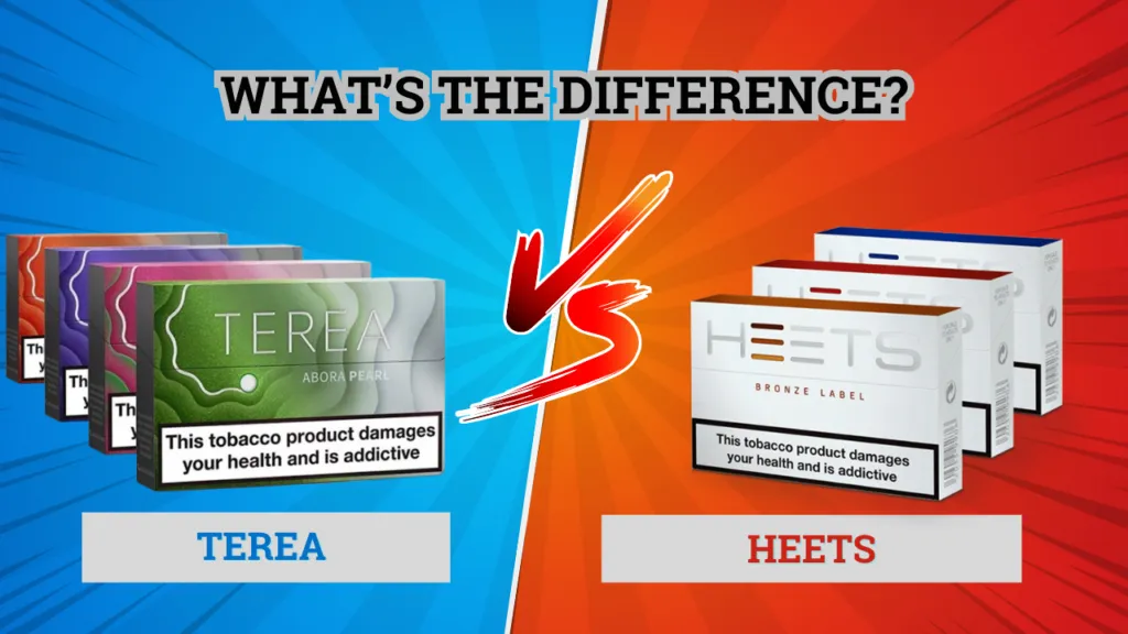 TEREA and HEETS tobacco sticks shown side by side highlighting different stick designs
