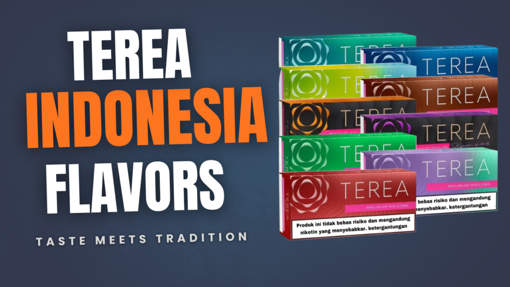 TEREA Indonesian HeatStick pack beside an IQOS ILUMA device showing the stick's slim design