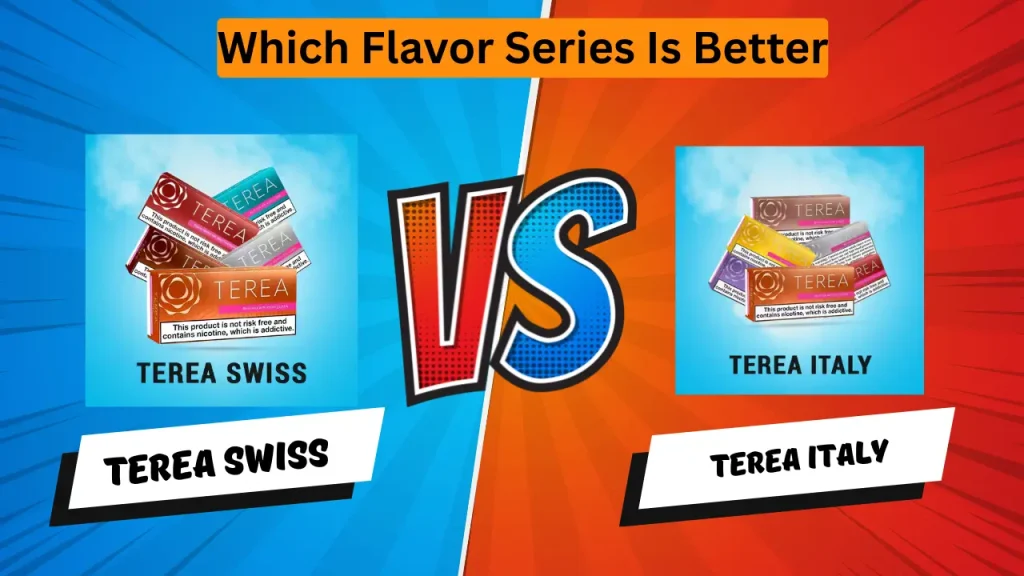 TEREA Swiss and TEREA Italy stick packs side by side showing different pack colors for IQOS ILUMA
