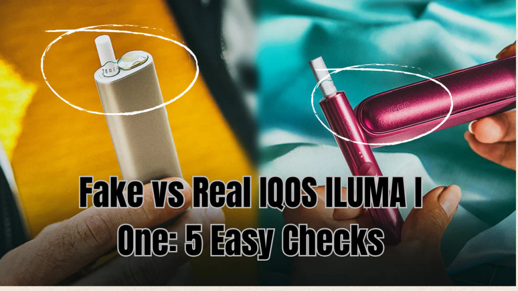 IQOS ILUMA I One device and TEREA stick pack placed together to compare packaging seals and serial number placement